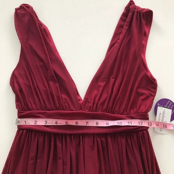 Windsor Burgundy Chiffon Maxi Dress Deep V Slit Formal Gown Size Medium NWT - Picture 12 of 15
